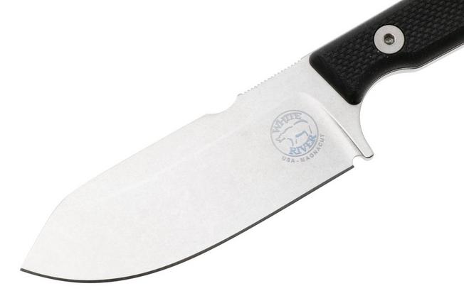Afbeelding voor White River Firecraft 3.5 Pro, Stonewashed Magnacut, Black G10, survivalmes, Kydex schede met firesteel