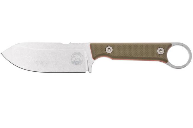 Afbeelding voor White River Firecraft 3.5 Pro, Stonewashed Magnacut, Green G10, survivalmes, Kydex schede met firesteel