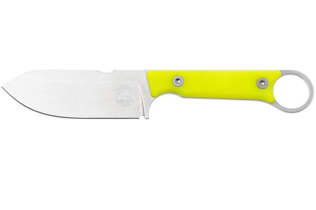 Afbeelding voor White River Firecraft 3.5 Pro, Stonewashed Magnacut, Yellow G10, survivalmes, Kydex schede met firesteel