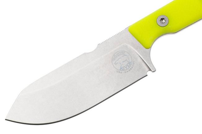 Afbeelding voor White River Firecraft 3.5 Pro, Stonewashed Magnacut, Yellow G10, survivalmes, Kydex schede met firesteel