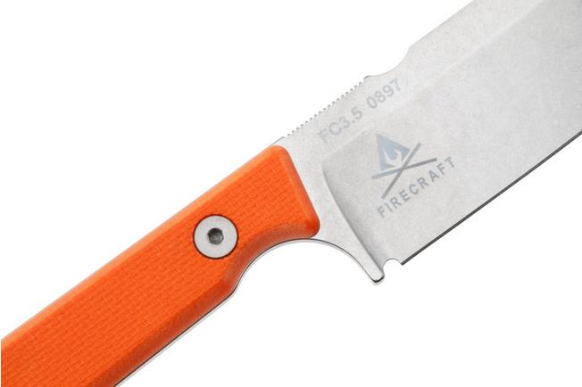 Afbeelding voor White River Firecraft 3.5 Pro, Stonewashed Magnacut, Orange G10 survivalmes, Kydex schede met firesteel