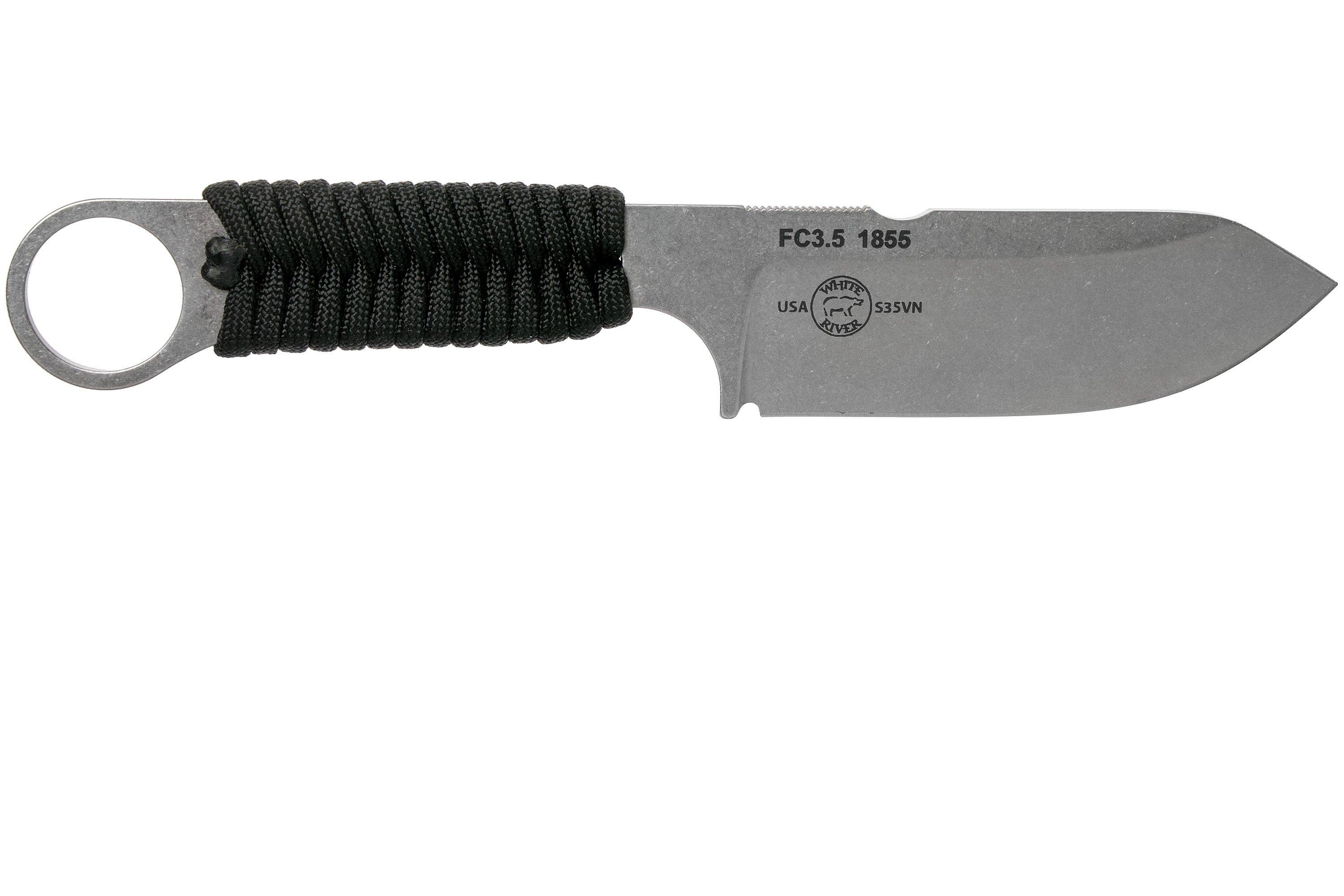 White River Knives FC3.5 Firecraft survival knife Black Paracord, Kydex