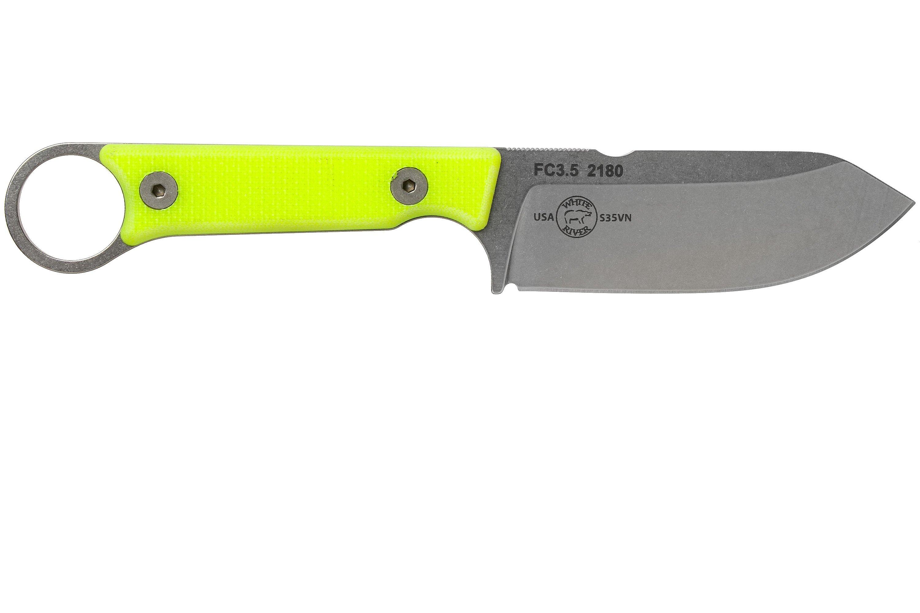 White River Knives FC3.5 Pro Firecraft survival knife Yellow G10, Kydex sheath with firesteel