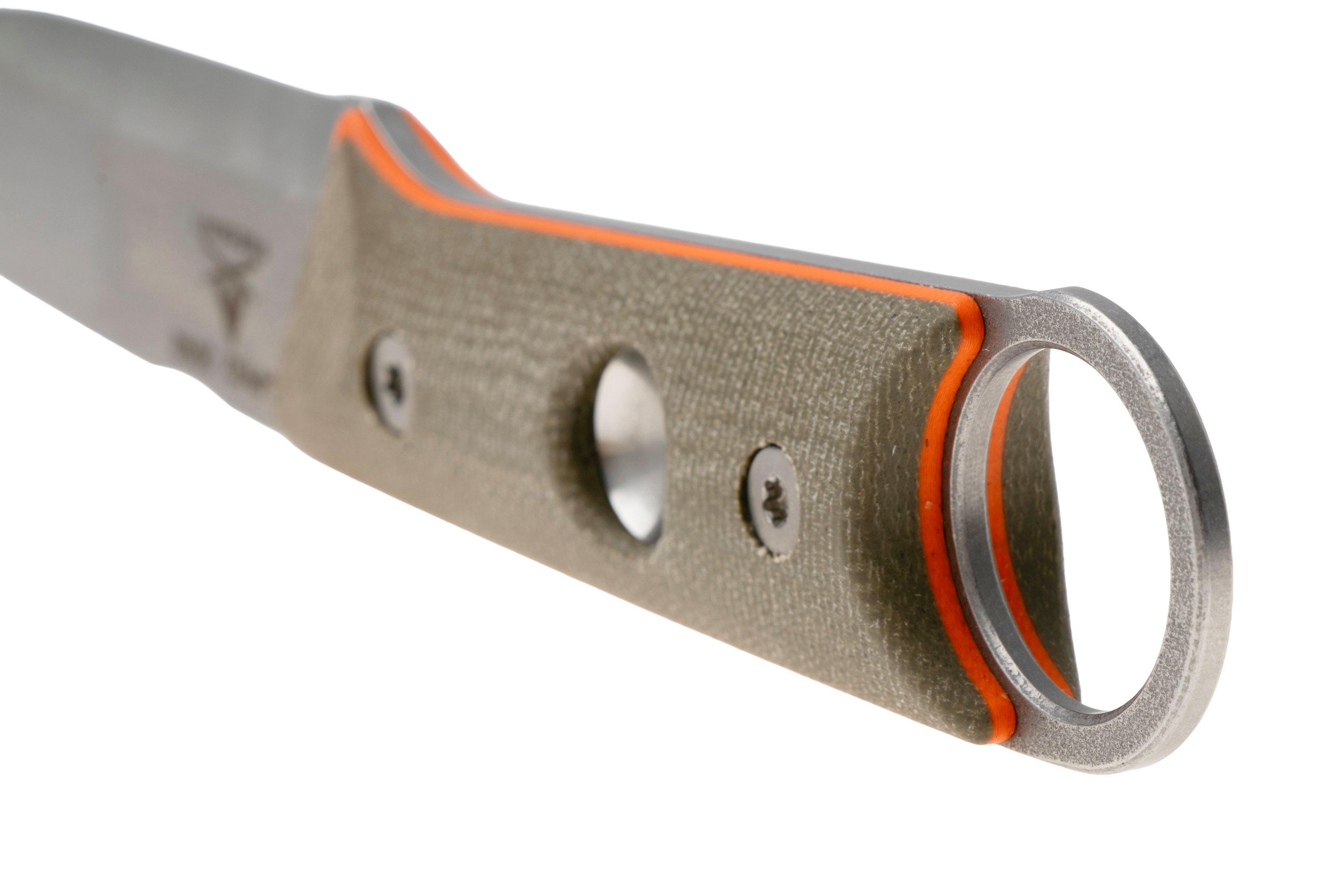 White River Firecraft Puukko FCPKO Green Orange Micarta, cuchillo de