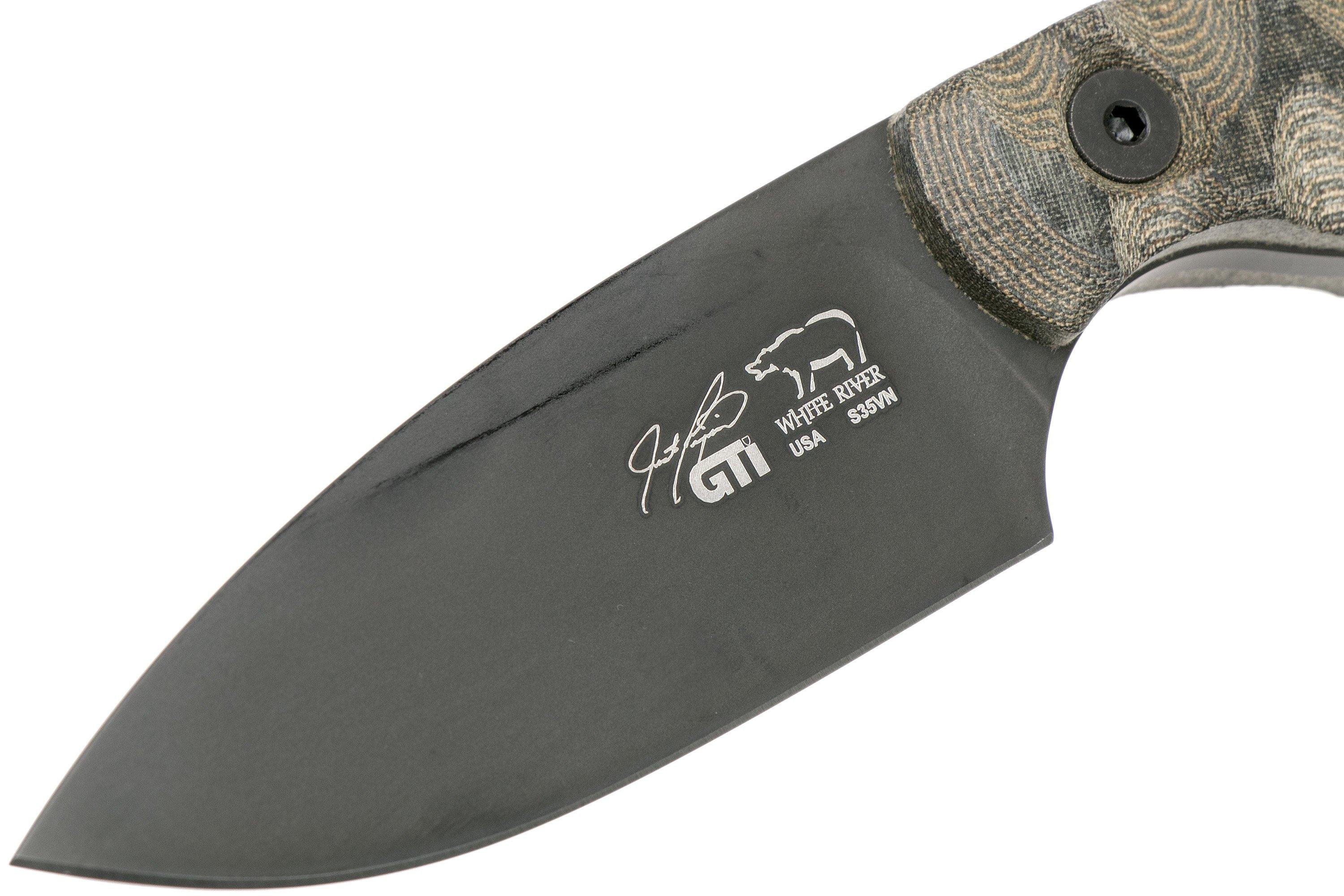 White River Knives GTI 3 Black & OD Green Canvas Micarta, Justin