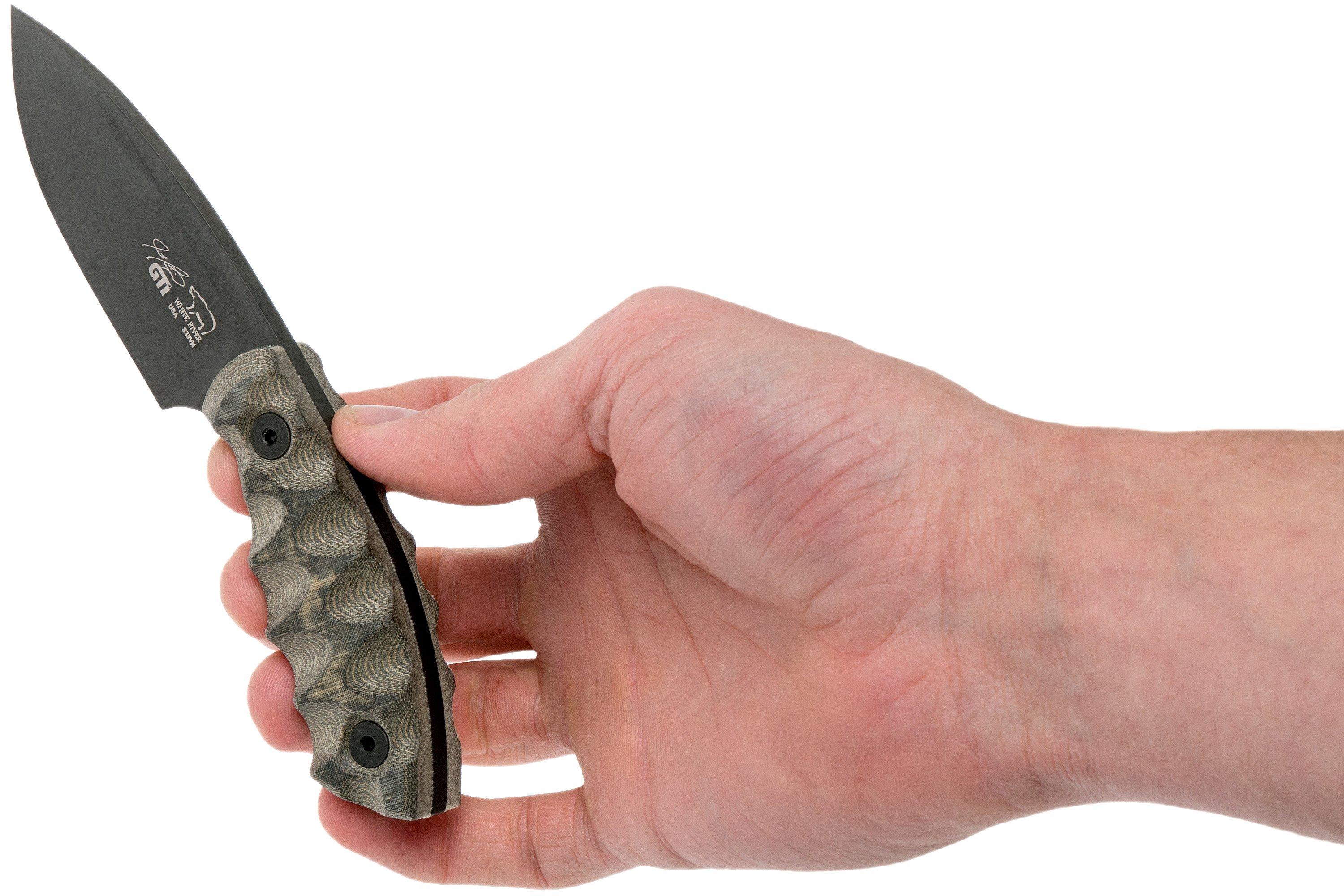 White River Knives GTI 3 Black & OD Green Canvas Micarta, Justin