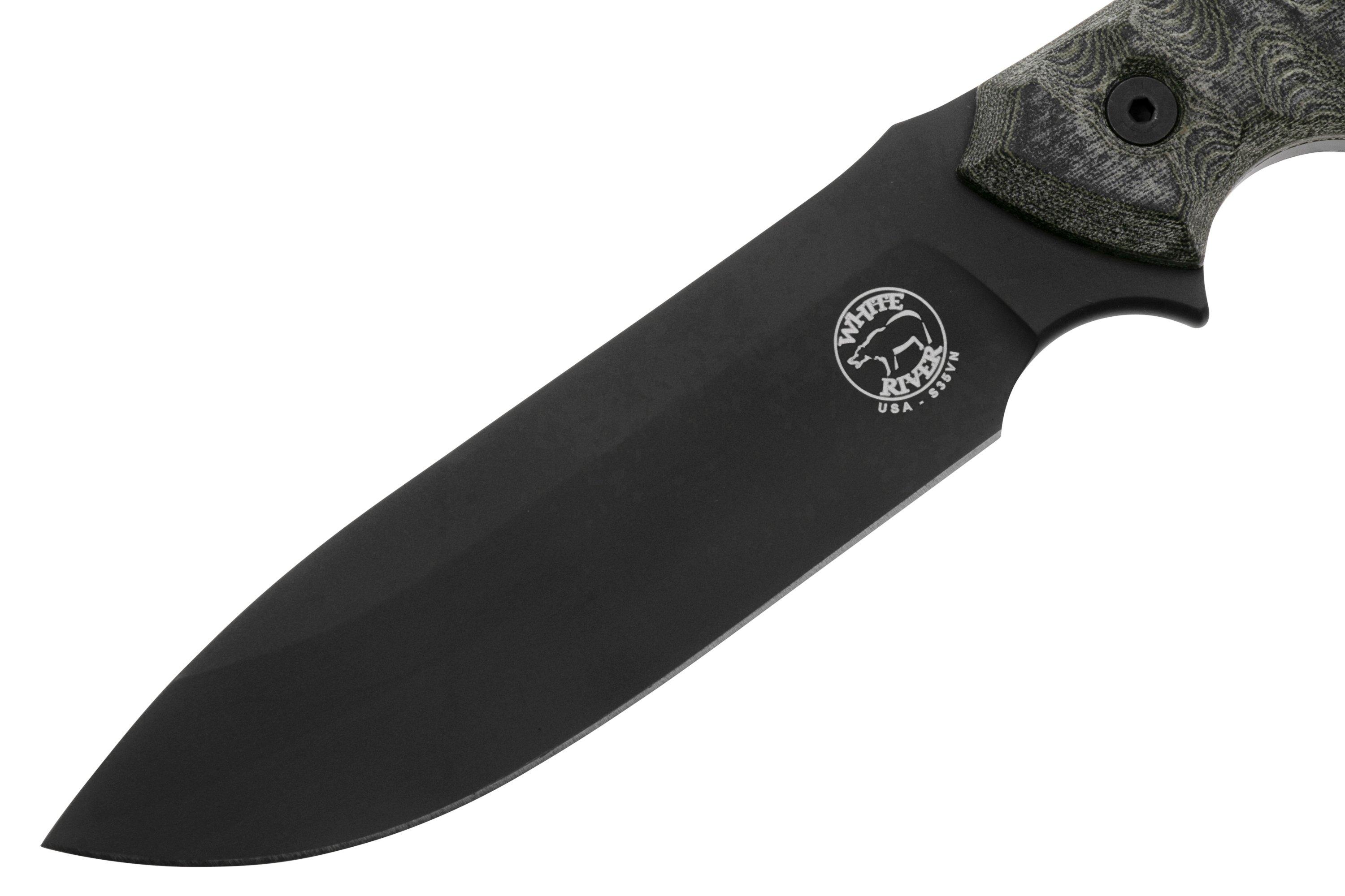 White River Knives GTI 4.5 Black OD Green Canvas Micarta, survival