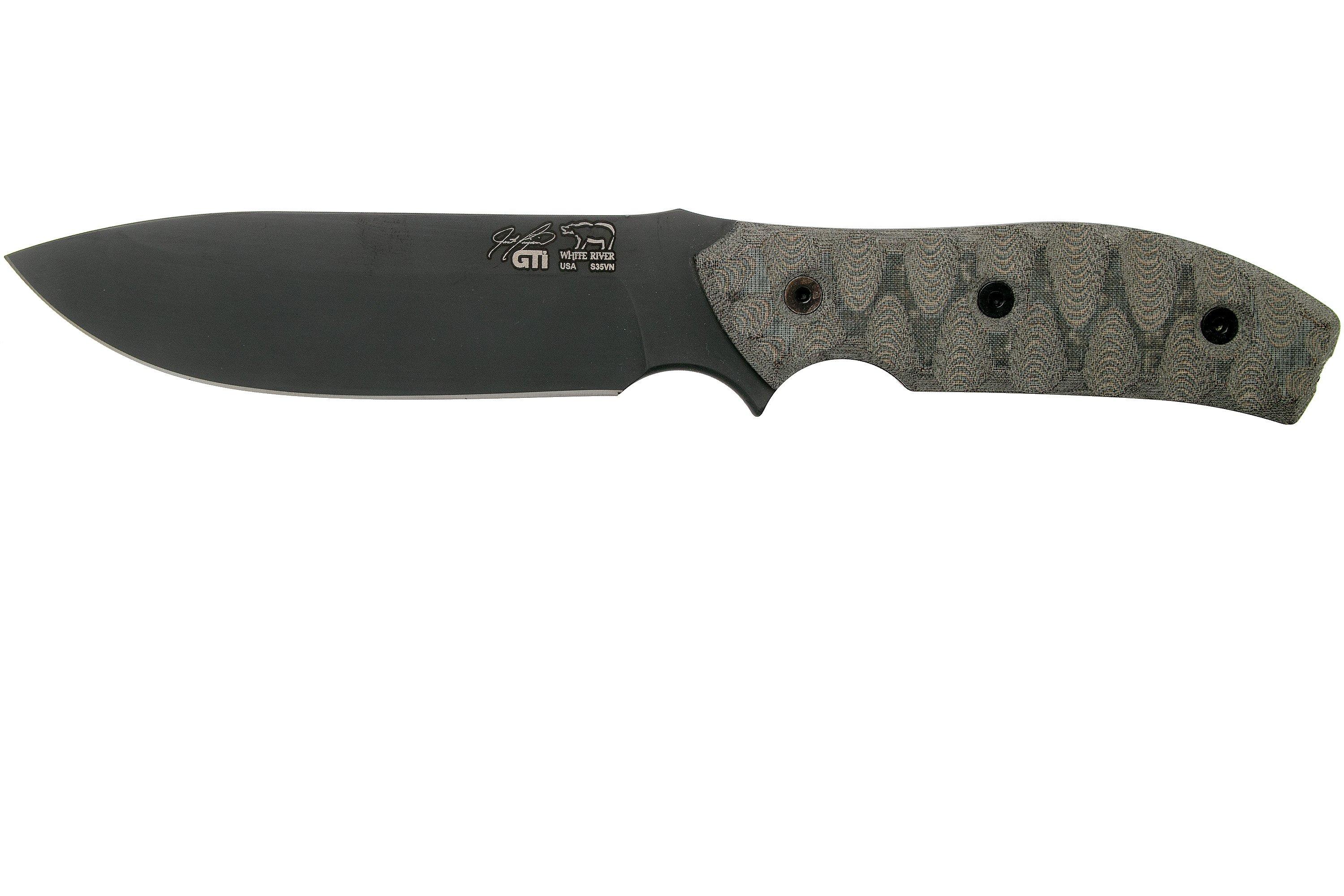 White River Knives GTI 4.5 Black & OD Green Canvas Micarta, Justin