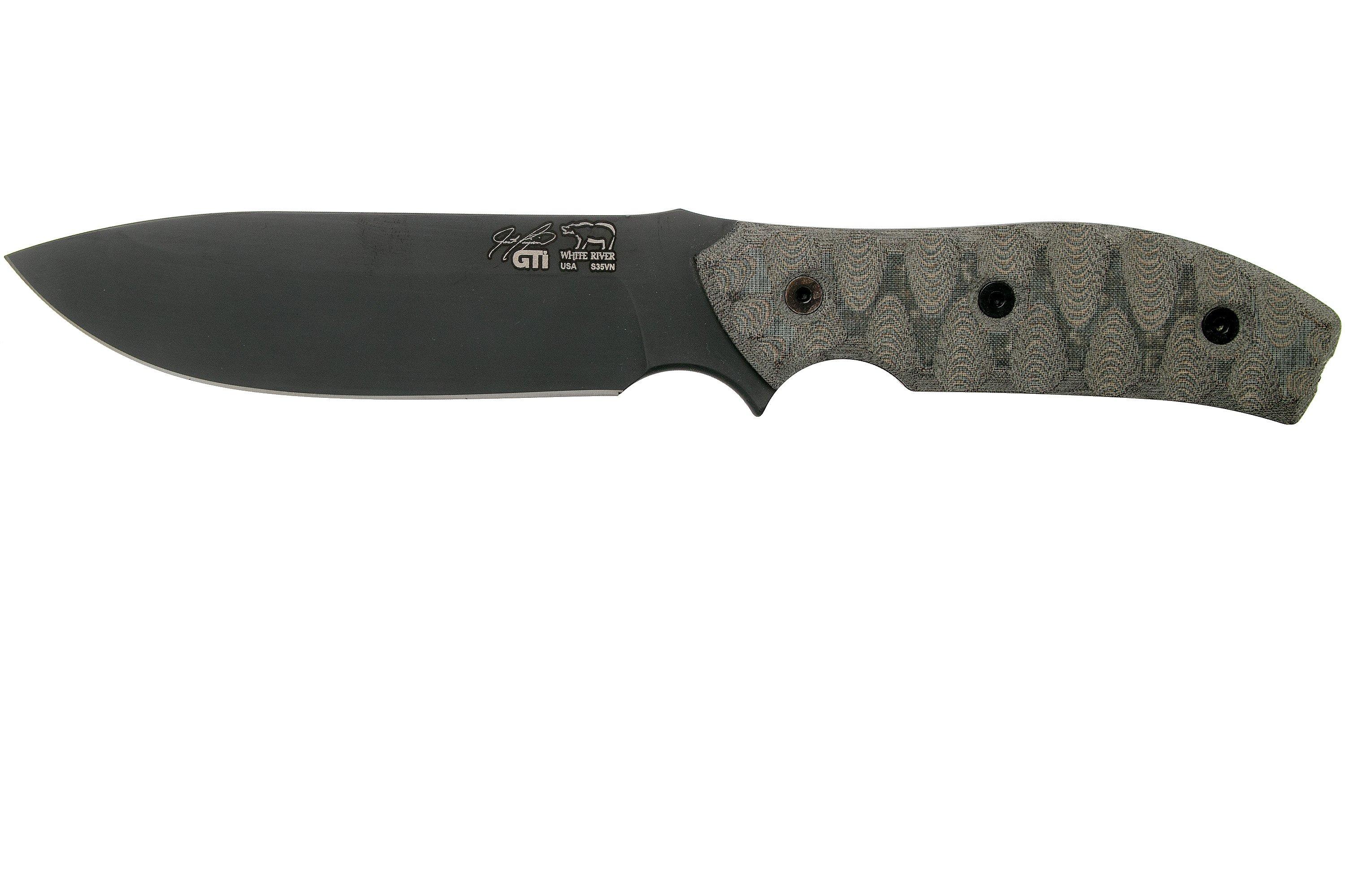 White River Knives GTI 4.5 Black & OD Green Canvas Micarta, Justin ...