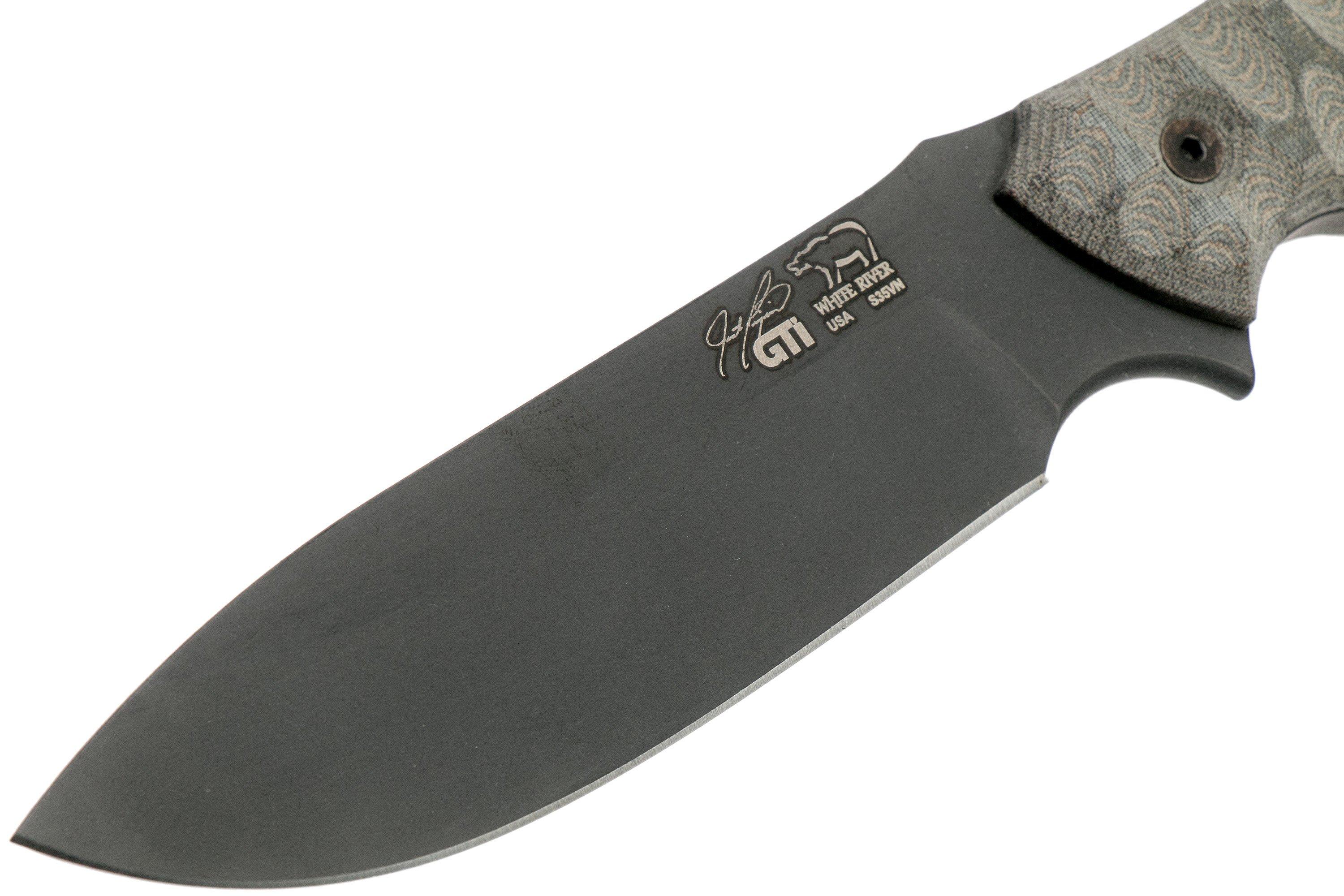 White River Knives GTI 4.5 Black & OD Green Canvas Micarta, Justin