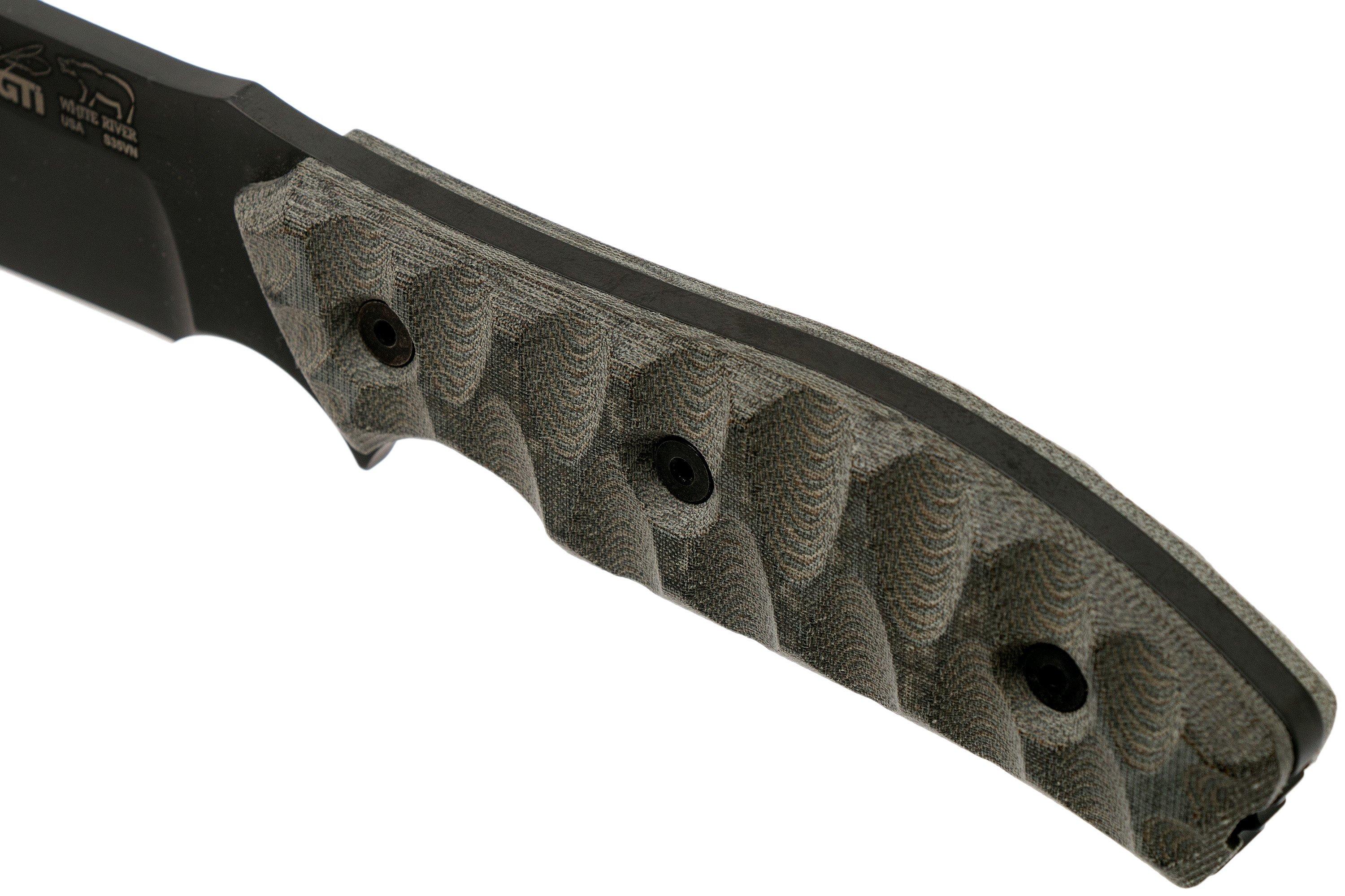 White River Knives GTI 4.5 schwarz & OD grün Canvas Micarta, Justin