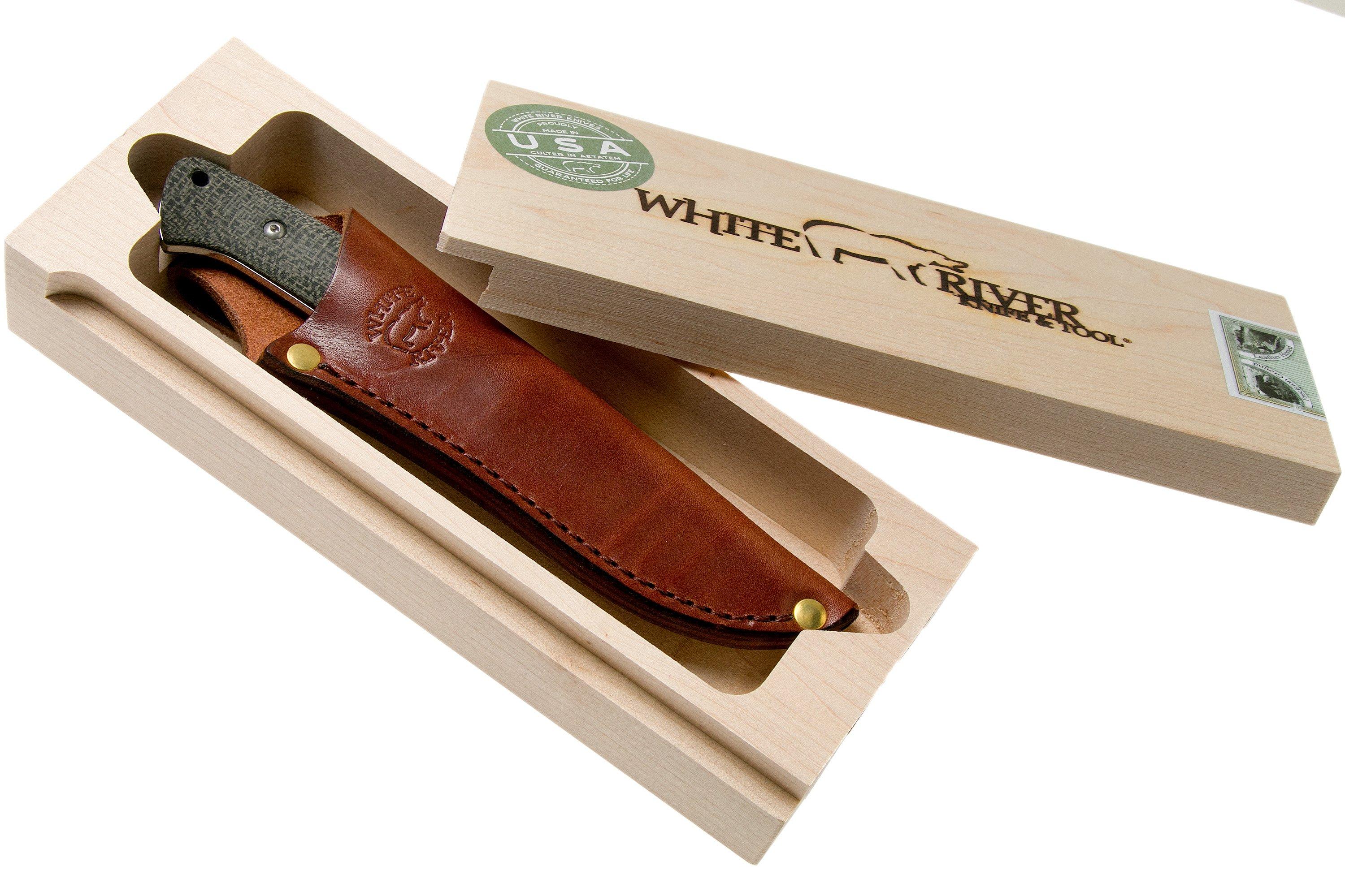White River Knives Hunter Black Burlap Micarta hunting knife, Owen Baker Jr. design