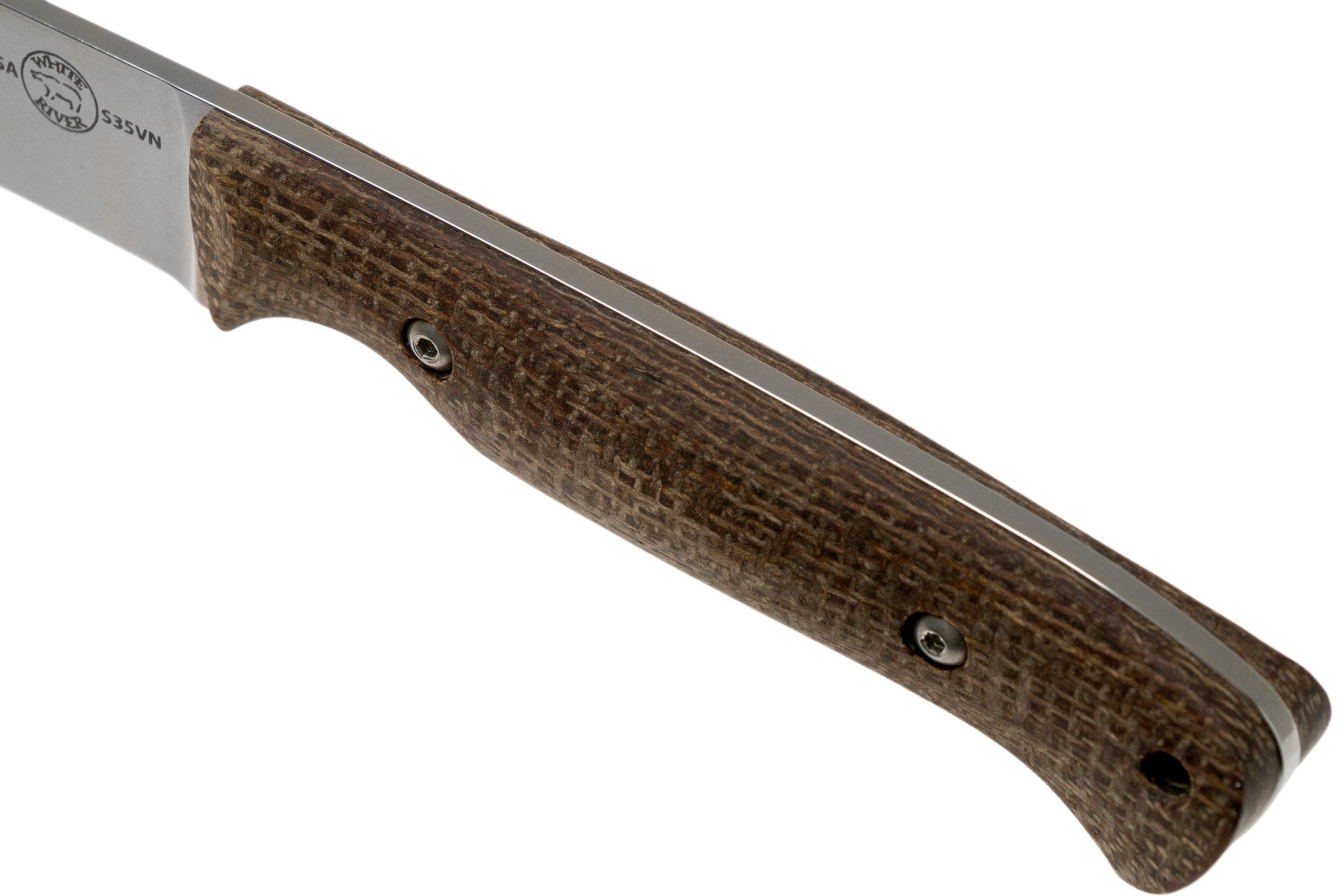 White River Knives Hunter Natural Burlap Micarta couteau de chasse, Owen Baker Jr. design