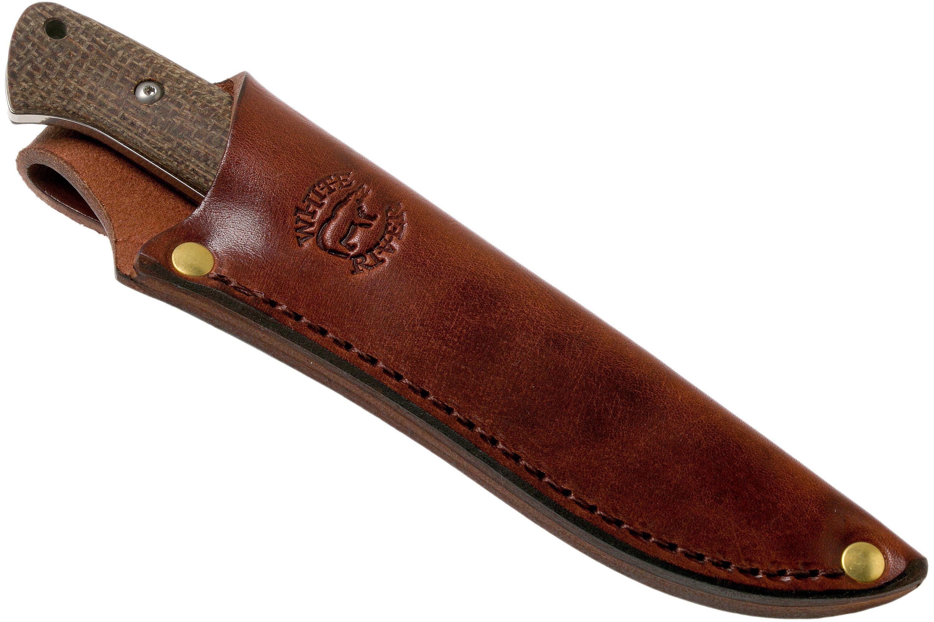 White River Knives Hunter Natural Burlap Micarta hunting knife, Owen Baker Jr. design