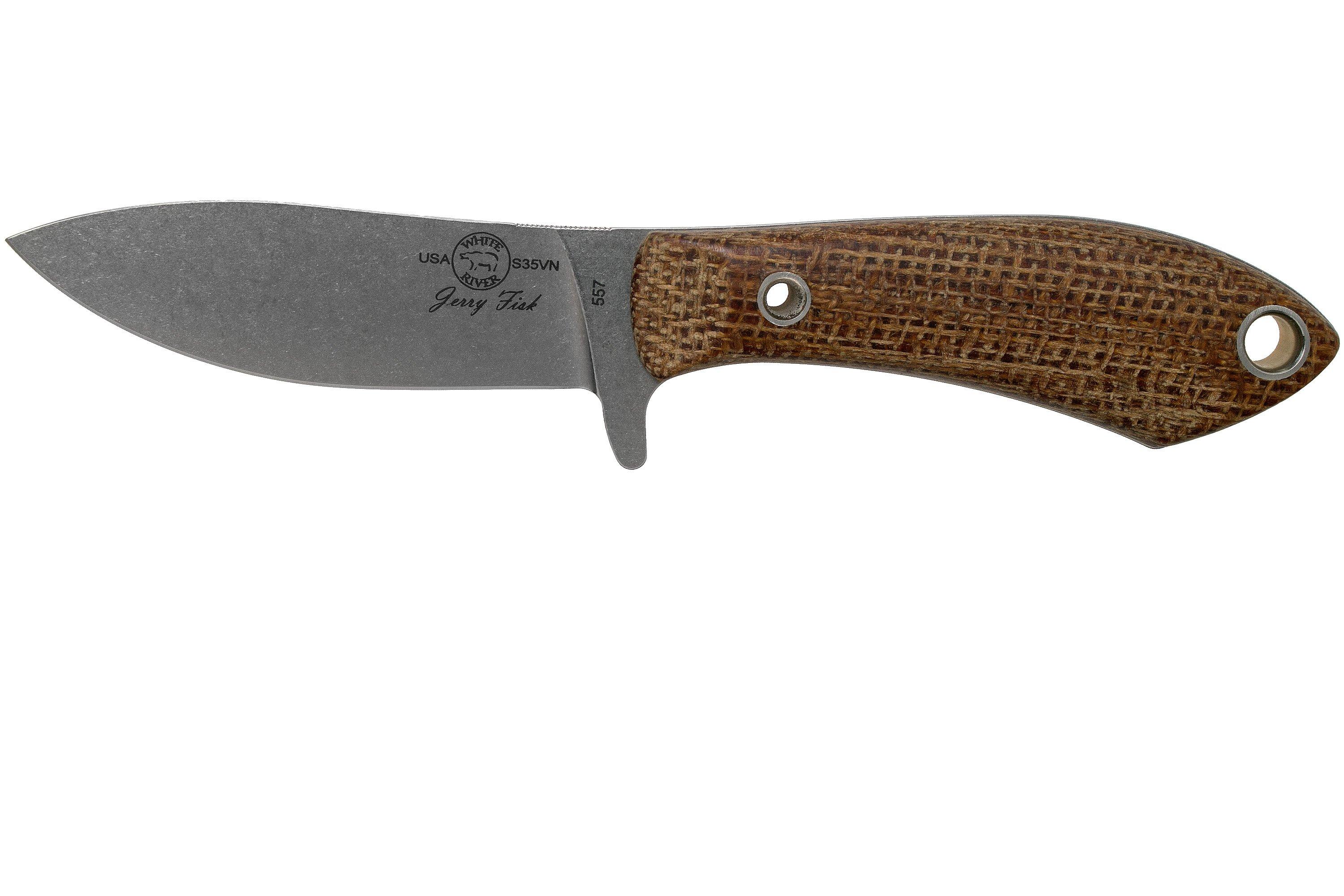 White River Knives Sendero Bush hunting knife Natural Burlap Micarta