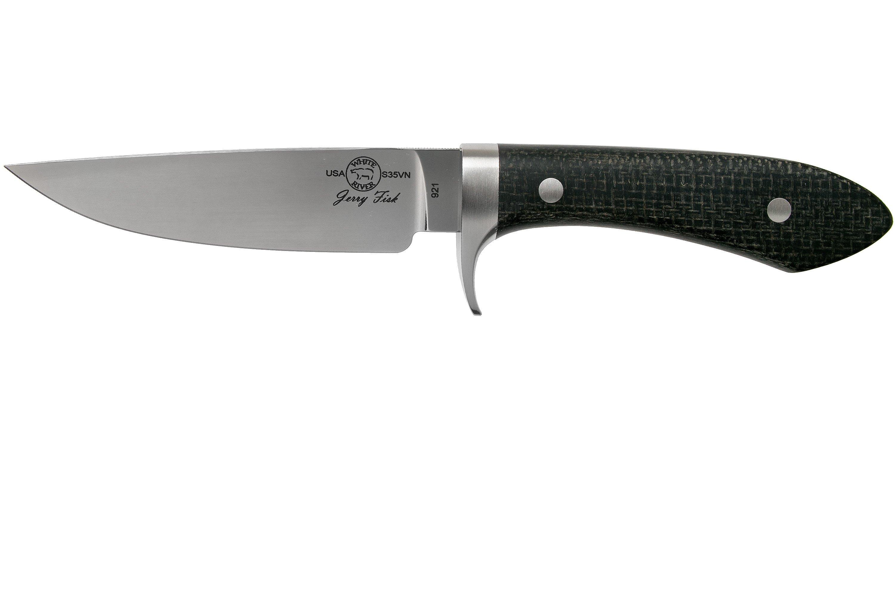 White River Knives Sendero Classic jachtmes Black Burlap Micarta, Jerry