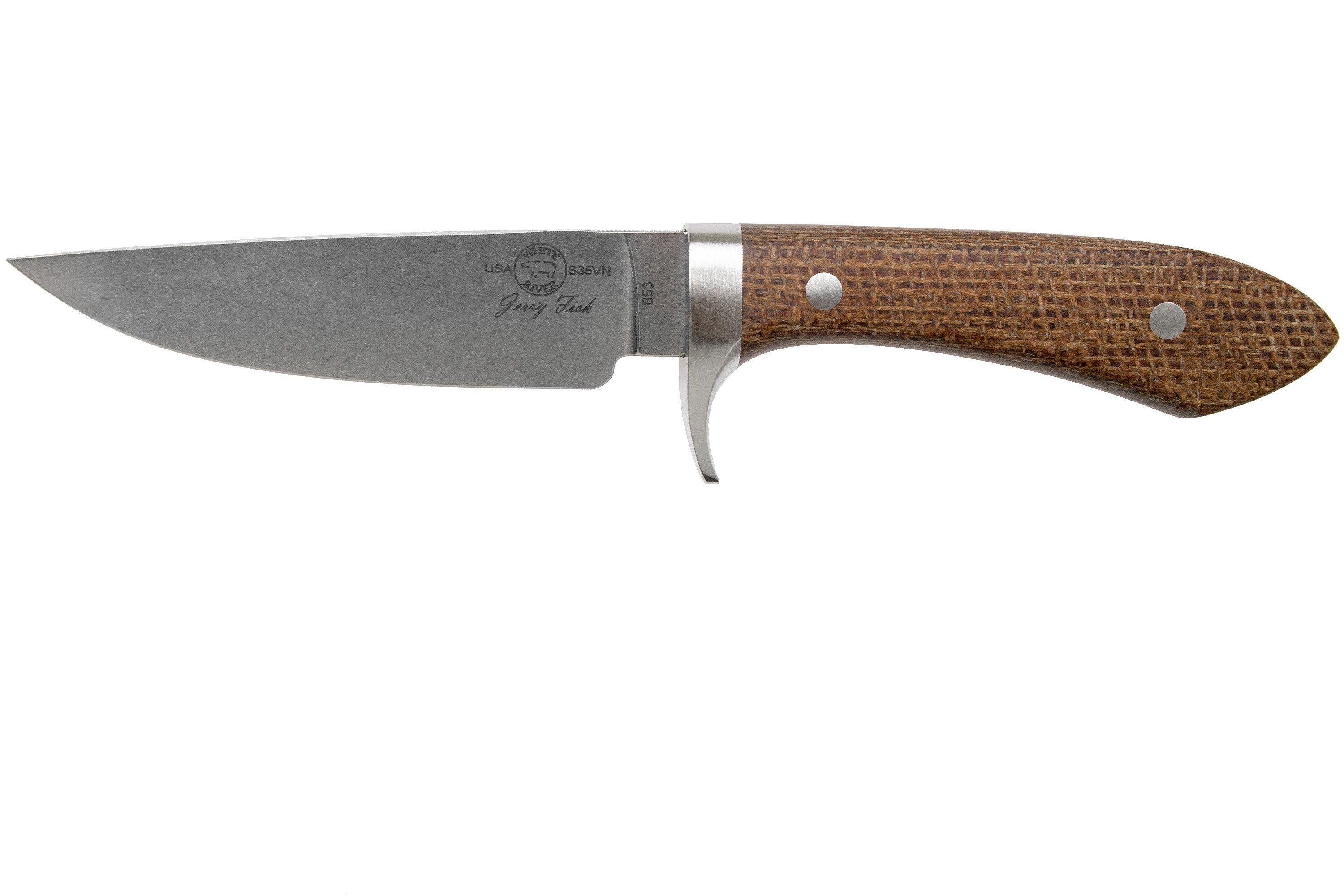 White River Knives Sendero Classic hunting knife Natural Burlap Micarta
