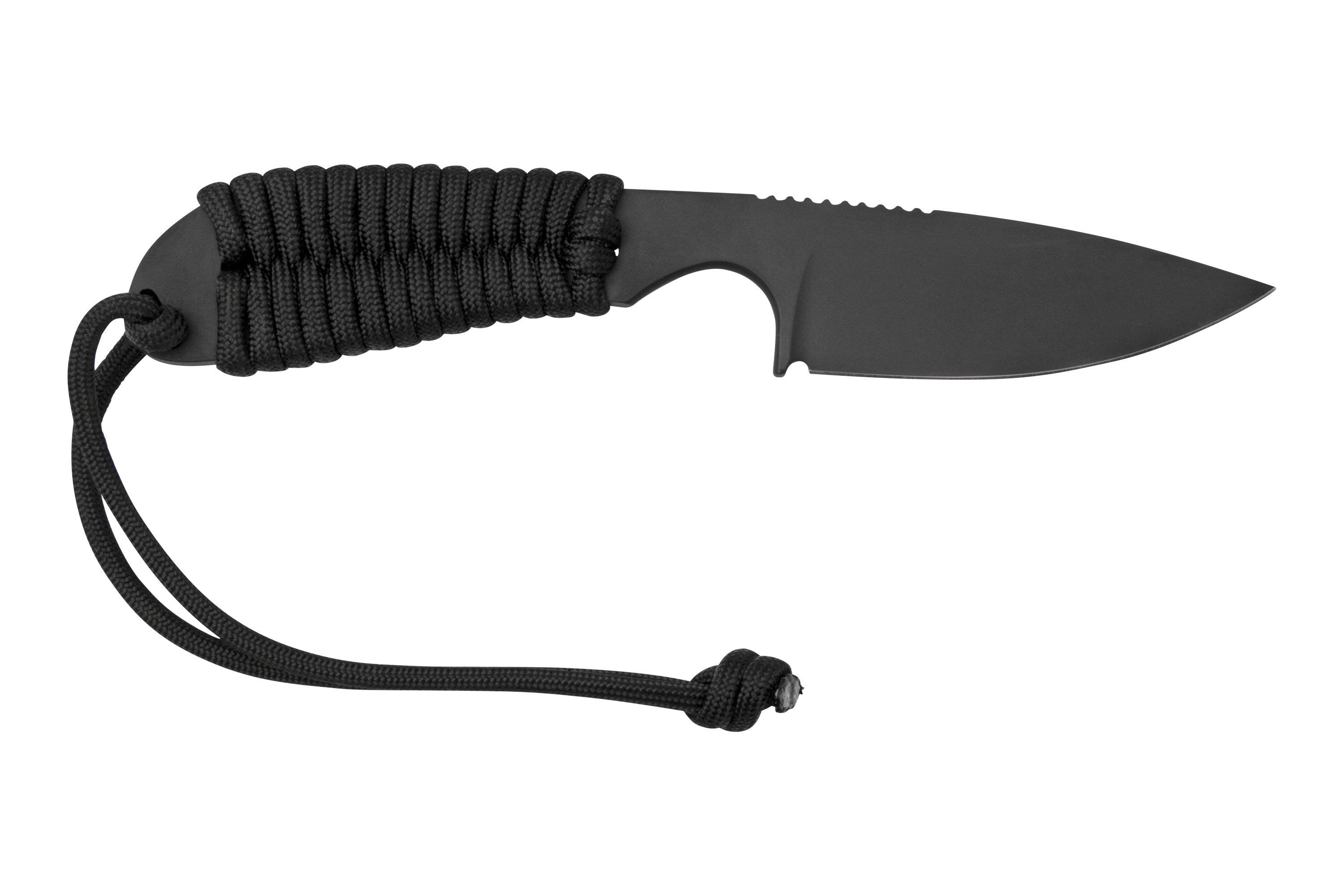 White River Knives M1 Backpacker, Black Paracord, Coated neck knife