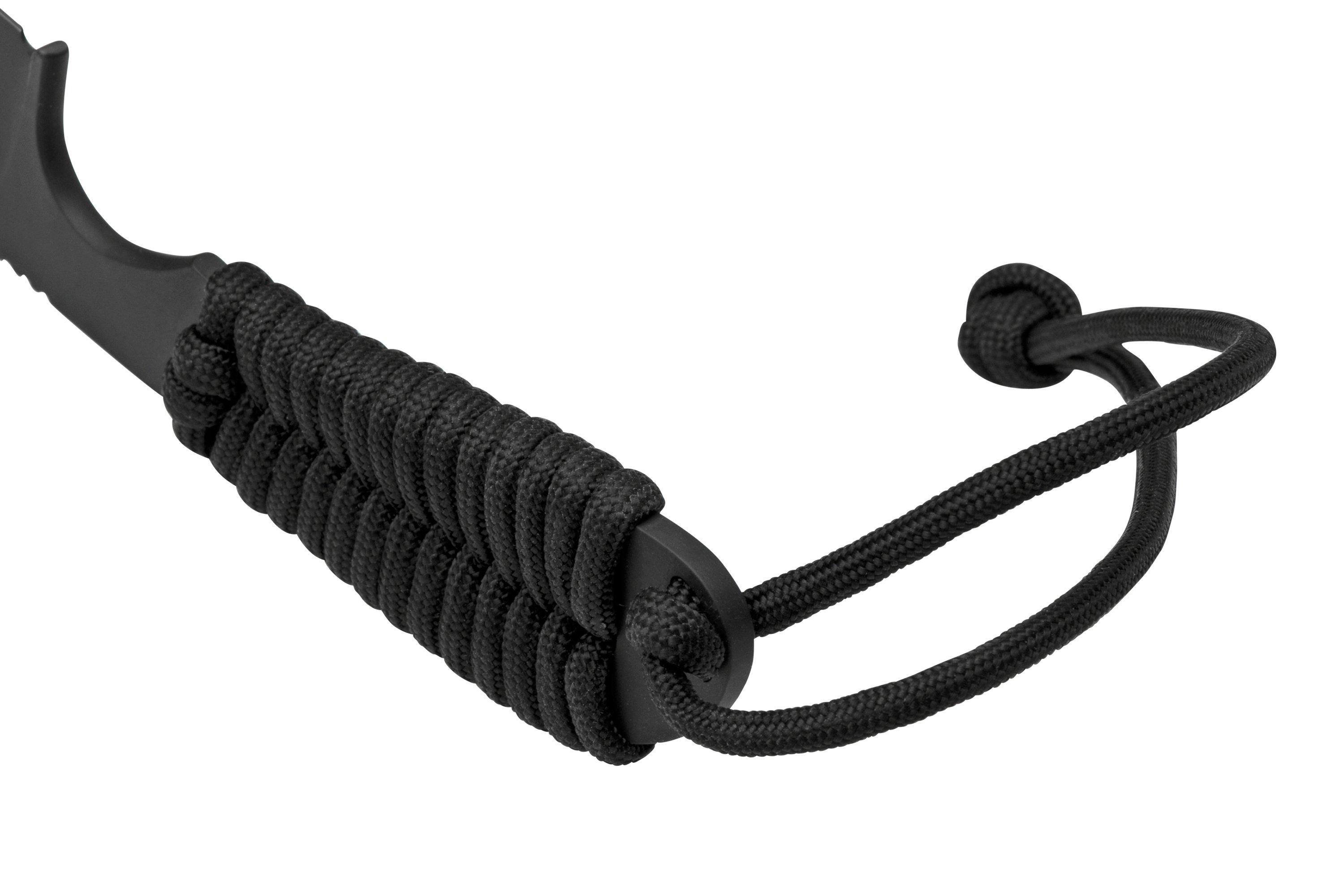 White River Knives M1 Backpacker, Black Paracord, Coated neck knife