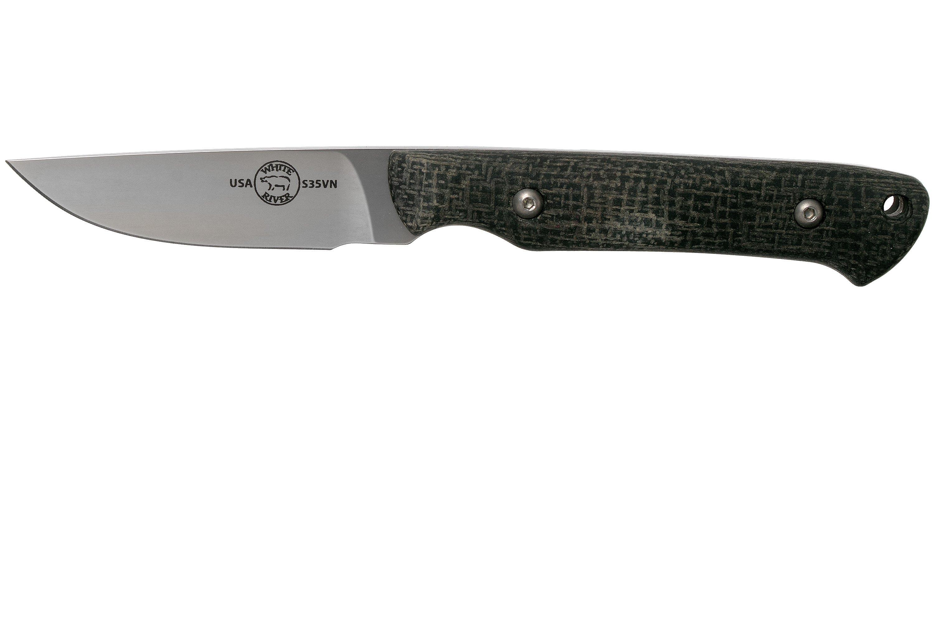 White River Knives Small Game Knife Black Burlap Micarta hunting knife
