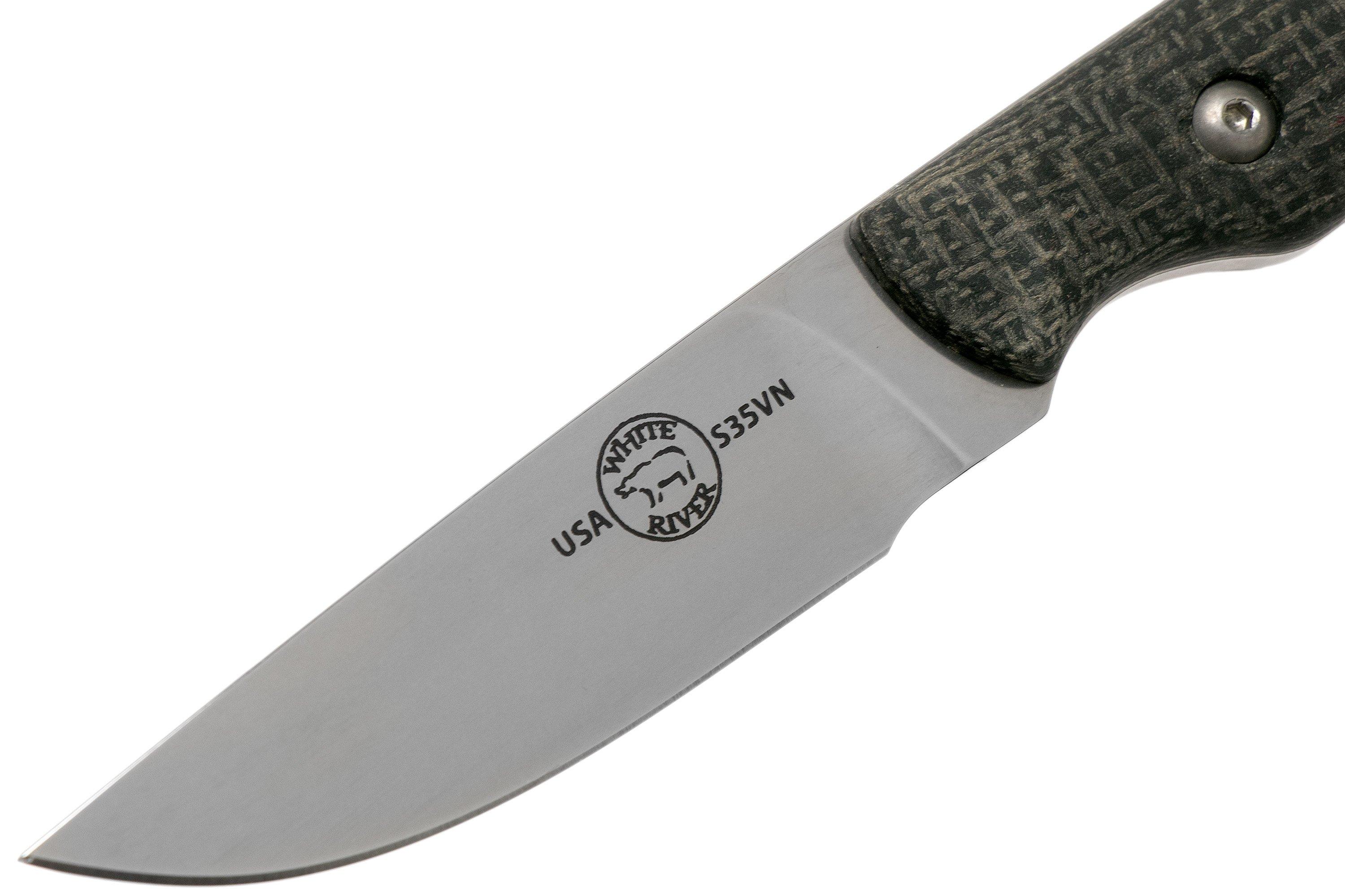 White River Knives Small Game Knife Natural Burlap Micarta hunting knife,  Owen Baker Jr. design