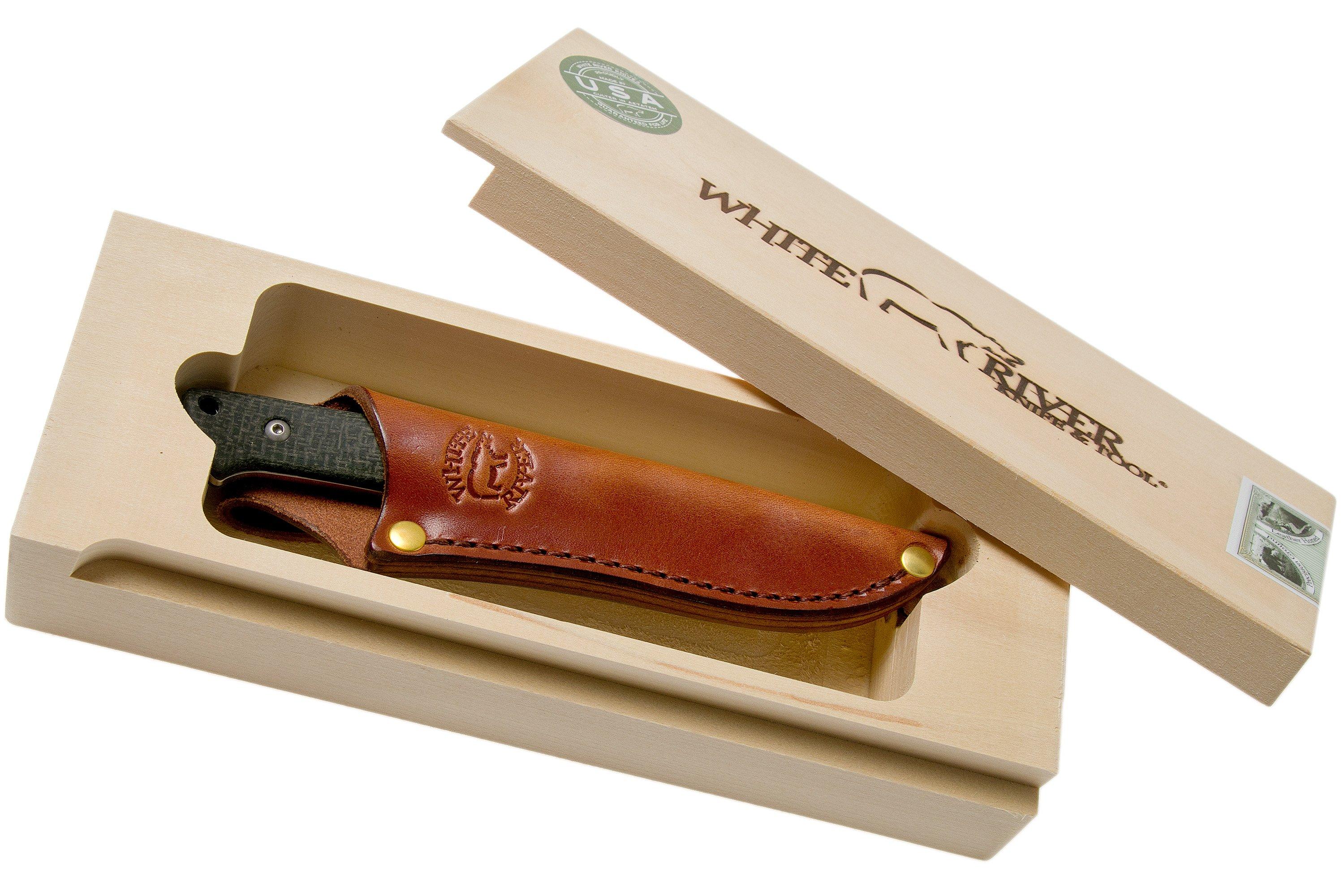 White River Knives Small Game Knife Black Burlap Micarta couteau de