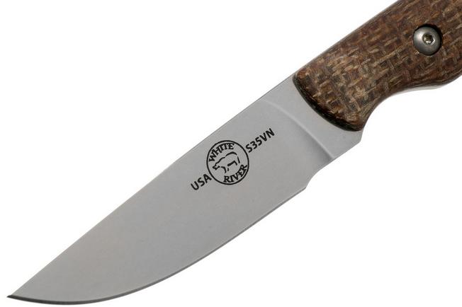 White River Knives Small Game Knife Natural Burlap Micarta hunting