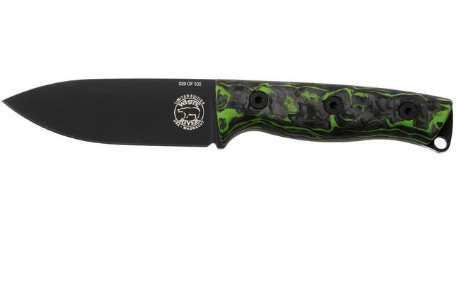 Afbeelding voor White River Ursus Cub Custom Shop Limited 2025, Cerakote MagnaCut, Green G10 Carbonfiber Marbled, bushcraftmes, Kydex schede met firesteel