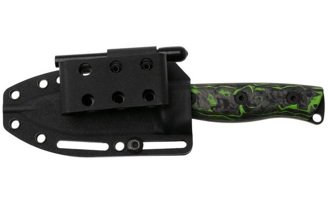 Afbeelding voor White River Ursus Cub Custom Shop Limited 2025, Cerakote MagnaCut, Green G10 Carbonfiber Marbled, bushcraftmes, Kydex schede met firesteel