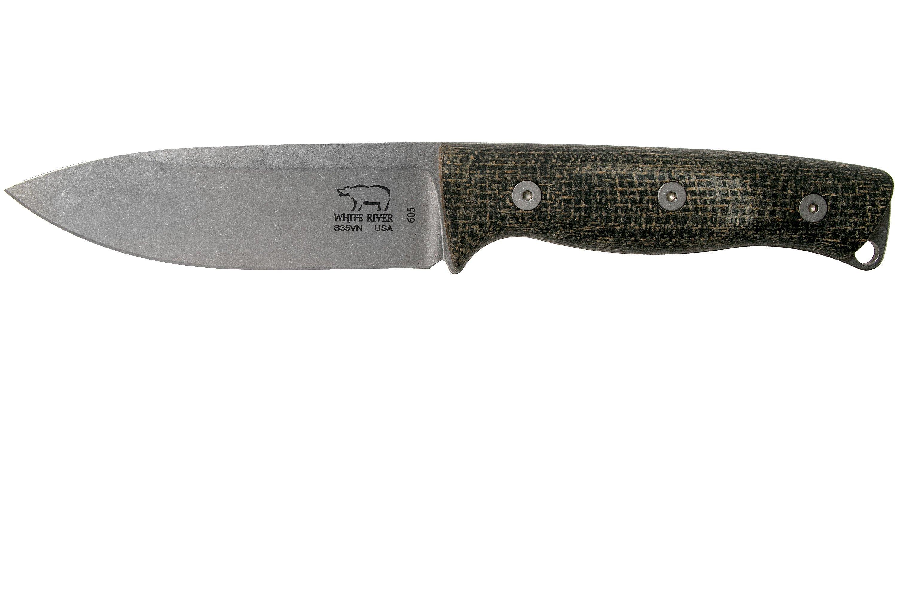 White River Knives Ursus 45 Black Burlap Micarta bushcraft knife Advantageously shopping at