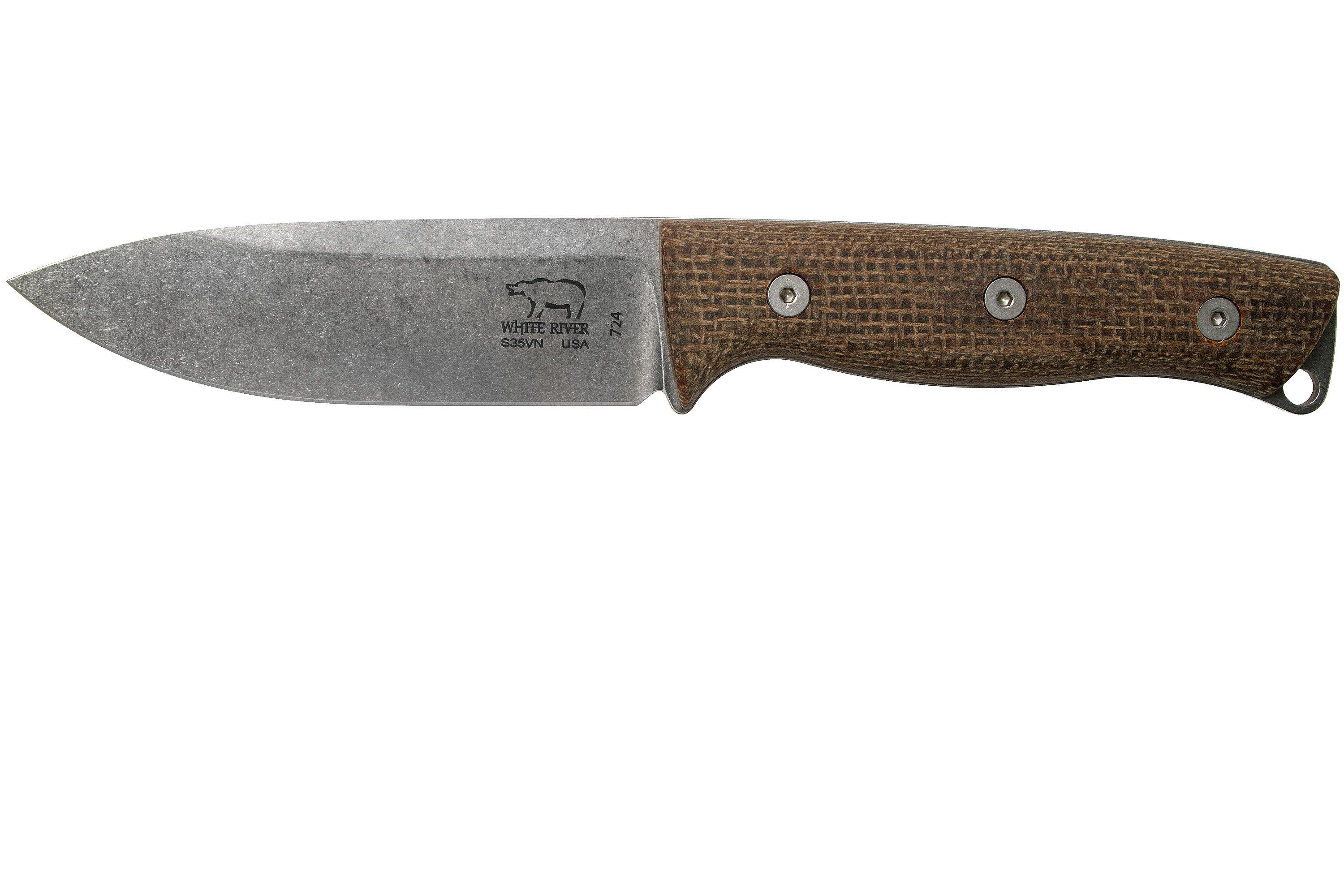 White River Knives Ursus 45 Natural Burlap Micarta bushcraftmes Voordelig kopen bij