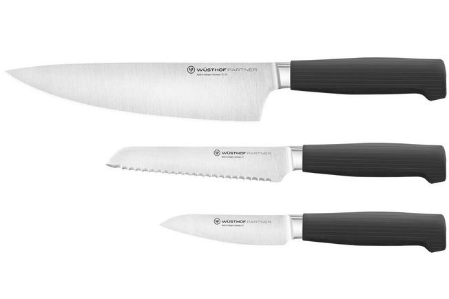 Image pour Wüsthof Partner 1061860302 Essentials Set, set de 3 couteaux, couteau de chef, couteau universel dentelé, couteau d'office