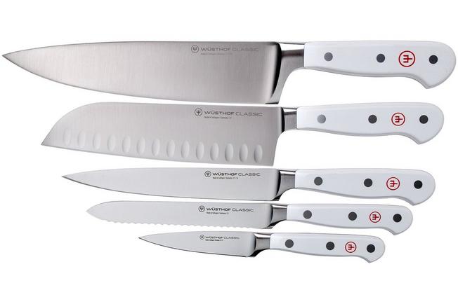 Wüsthof Classic White 5-piece knife set version santoku including