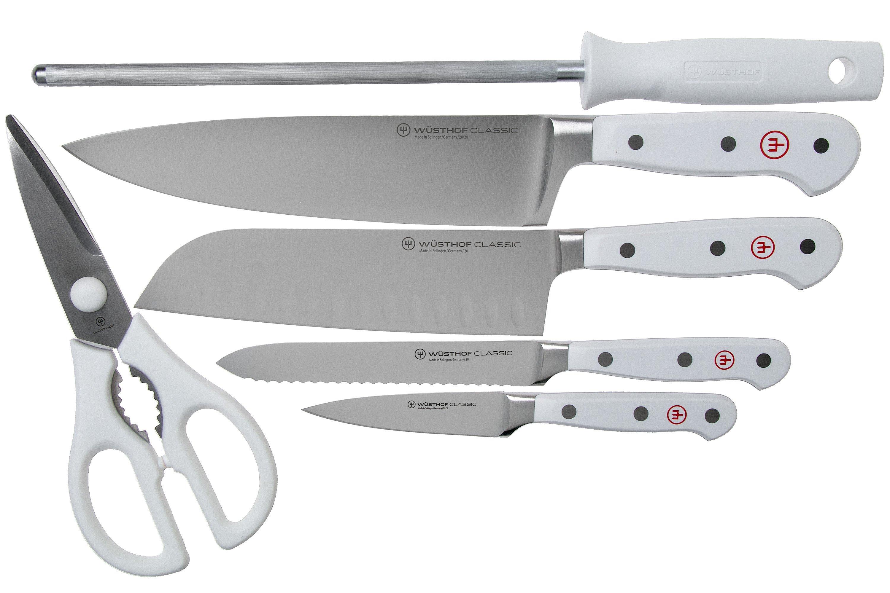 Wüsthof Classic White 7 Pcs. Slim Knife Block Set (Santoku) - NLI Solutions