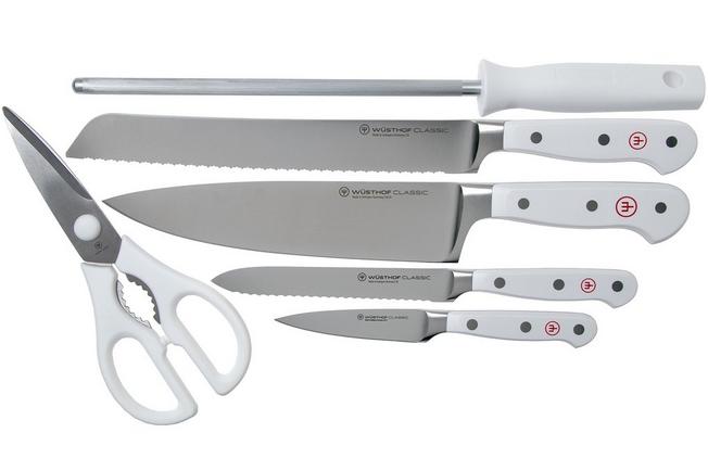 Wüsthof Classic knife set 6-pieces White bread knife version with slim  knife block