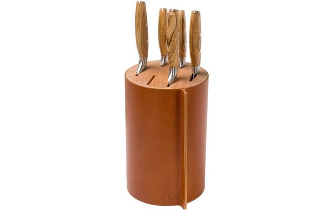 Copper Knife Set with Walnut Knife Block