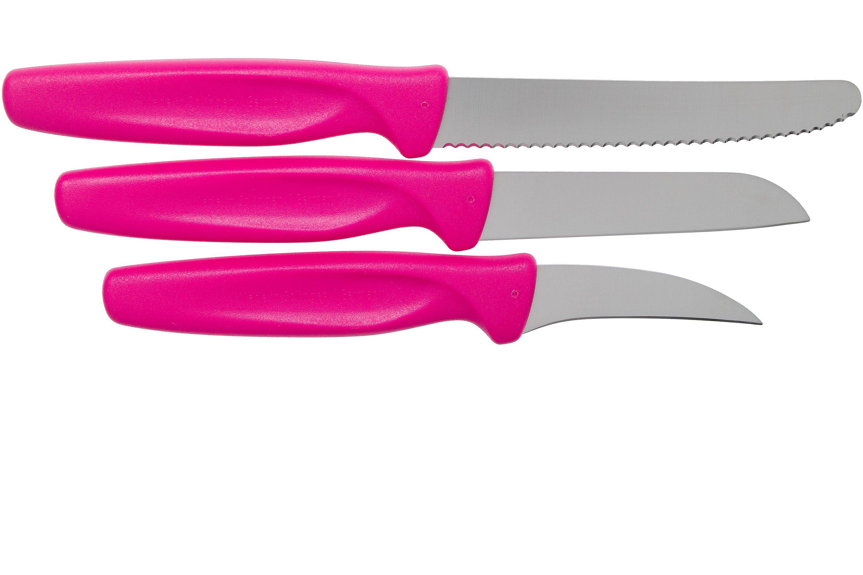 Wüsthof Create Collection three-piece peeling knife set, pink