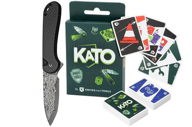 Afbeelding voor Civivi Elementum II C18062PB-DS1 Carbon Fiber Black G10, Damascus met GRATIS KaTO kaartspel
