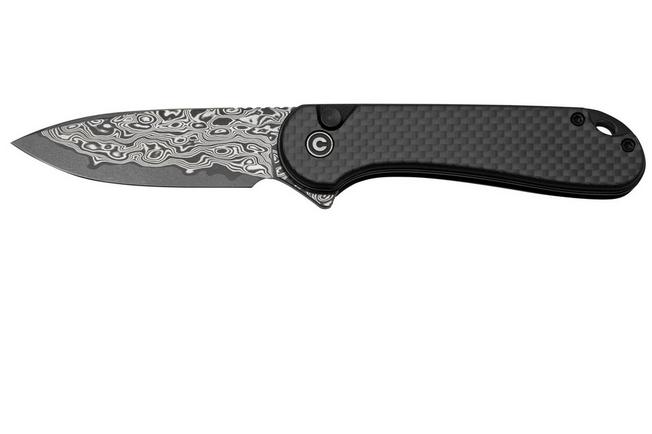Afbeelding voor Civivi Elementum II C18062PB-DS1 Carbon Fiber Black G10, Damascus met GRATIS KaTO kaartspel