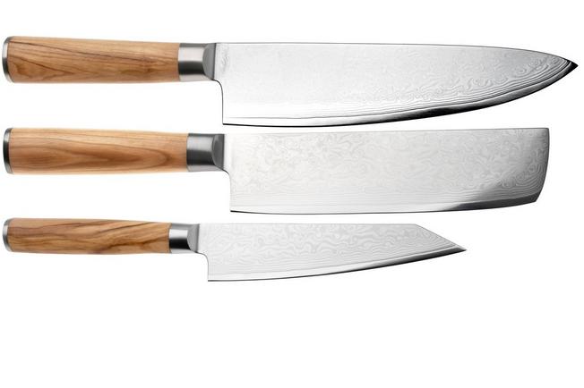 Afbeelding voor Eden Sugoi Olive 3-delige messenset koksmes, nakiri en universeelmes