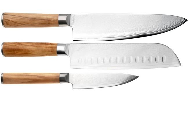 Afbeelding voor Eden Sugoi Olive 3-delige messenset koksmes, santoku en officemes