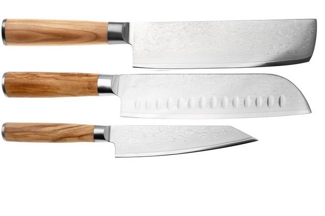 Afbeelding voor Eden Sugoi Olive 3-delige messenset santoku, nakiri en universeelmes