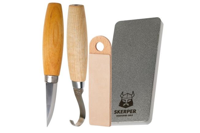 Bild für Morakniv Holzschnitz-Set mit Schnitzmesser, Löffelmesser, Schleifstein, Abziehleder und Öl