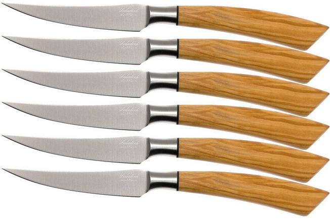 Afbeelding voor Saladini 6-delige steakmessenset olijfhout met Saladini champagnesabel olijfhout