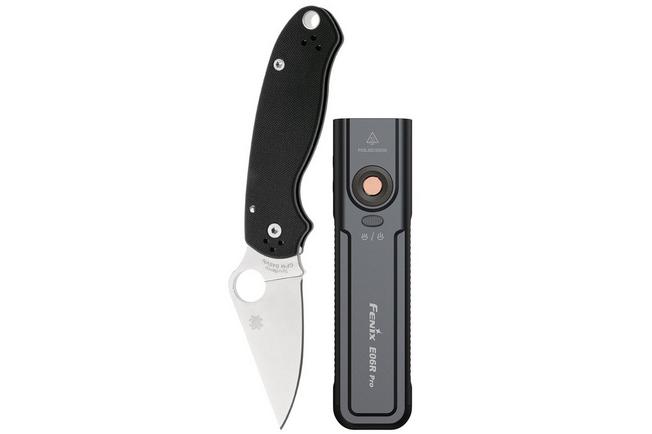 Afbeelding voor Spyderco Para 3 zakmes met Fenix E06R Pro EDC zaklamp
