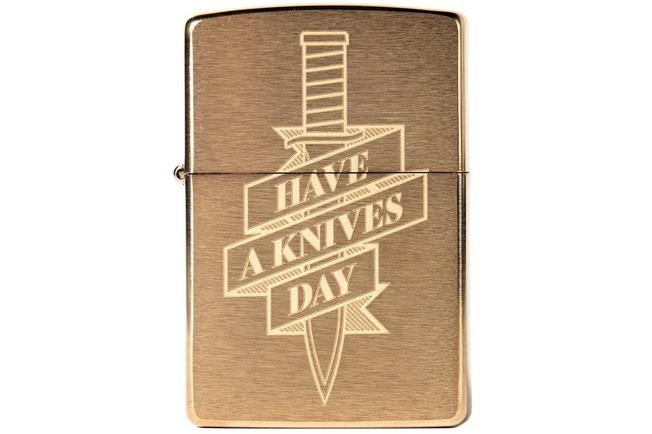 Afbeelding voor Knivesandtools Zippo Brass Brushed Knife, messing, aansteker met extra Flint en Lont
