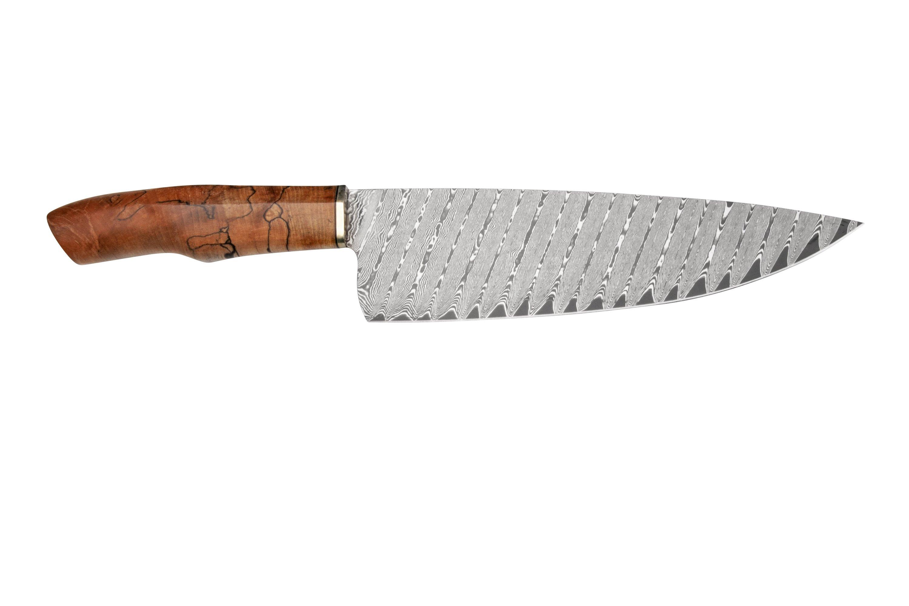 Coltello Da Chef PAL 2000 KNIVES In Acciaio Damasco: Lama Da 11.9 Cm Fatta A Mano Con Manico In Corno E Fodero, Ideale Per Tagliare E Affettare - 4