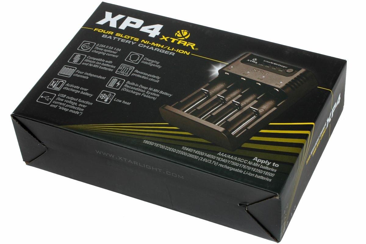 XTAR VC4H Chargeur 4 Baies LCD – Chargeur Universel 18650/21700/26650 Li-ion & Ni-MH – USB-C, Courant 1A/0.5A, Écran Infos Détaillé