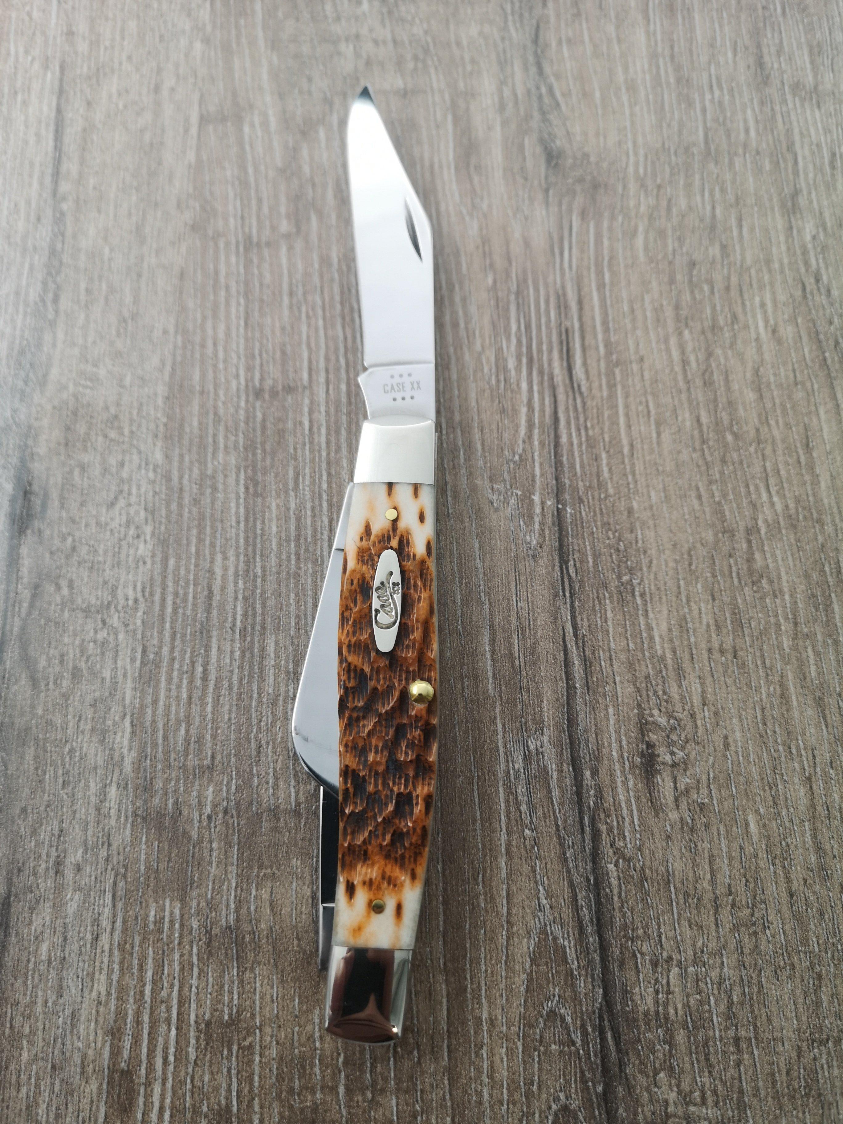 Case Large Stockman Amber Jigged Bone, 00204, 6375 CV pocket knife ...