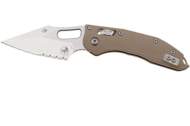 Image pour Microtech Stitch 169RL-11FLGTTA, Stonewashed M390MK, Fluted Tan G10, couteau de poche partiellement dentelé, Borka Blades design